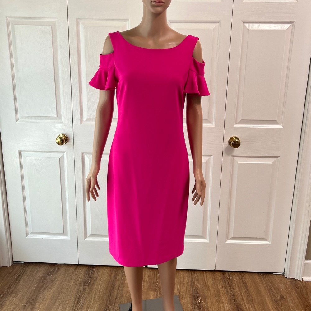 Frank Lyman Cold Shoulder Candy Pink Dress NWOT Sz 8